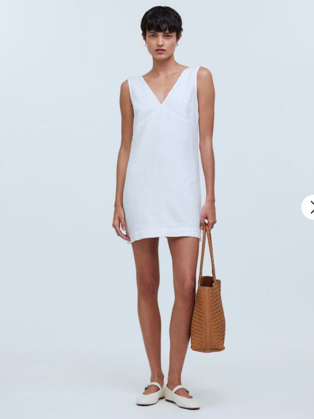 Madewell White Linen V-Neck Dress